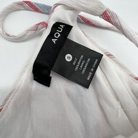 Aqua Asymmetrical Strappy Dress striped size small - Picture 2 of 4